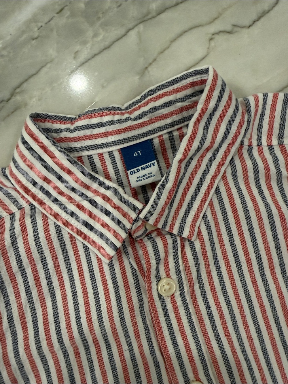 Red, White, & Blue Striped Oxford Shirt for Toddler Boy - Picture 2 of 2